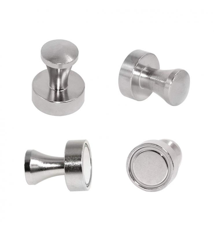 Brushed Nickel Magnetic Push Pins, Pawn Style