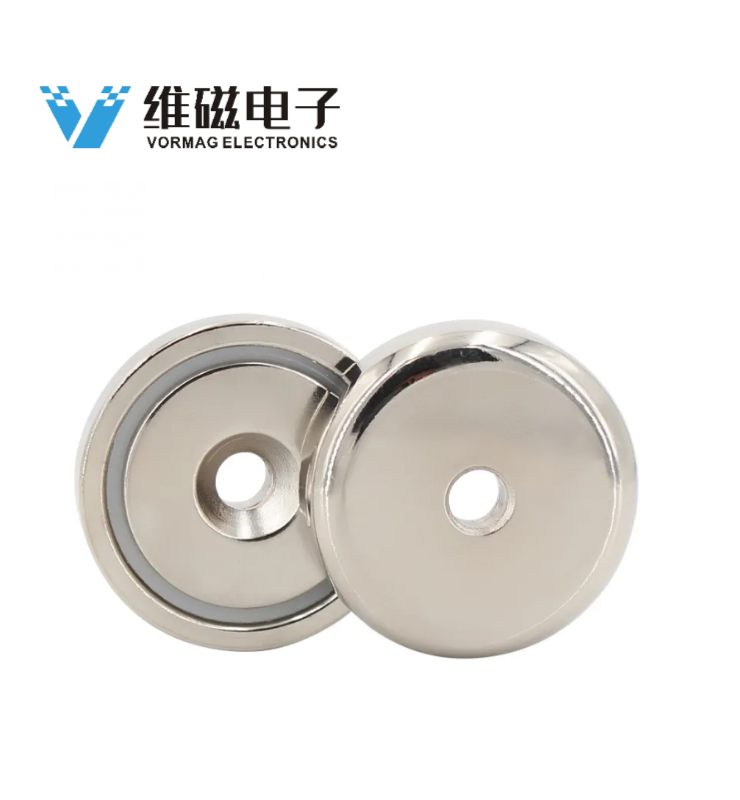 NEODYMIUM POT MAGNETS with countersunk hole, ROUND BASE