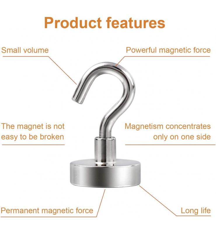 Neodymium Hook Magnets with Steel Housing