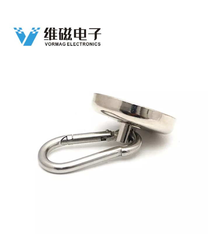 Heavy Duty Neodymium Magnet with Swiveling Carabiner Snap Hook