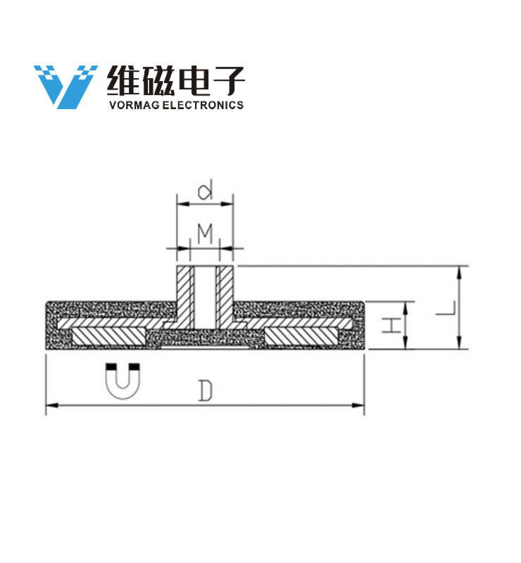 Rubber Coated Neodymium Pot Magnets with Screwed Bush